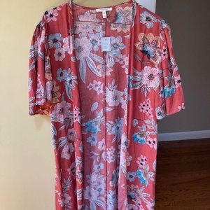 Coral Floral Flutter Sleeve Shaw XS